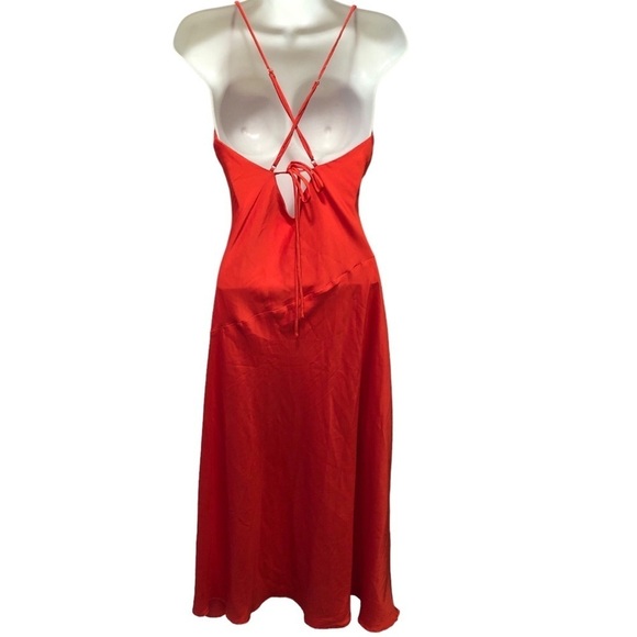 ASTR The Label  Women's Gaia Slip Dress Orange Midi Sz M Asymmetrical Hem Summer - Picture 3 of 11